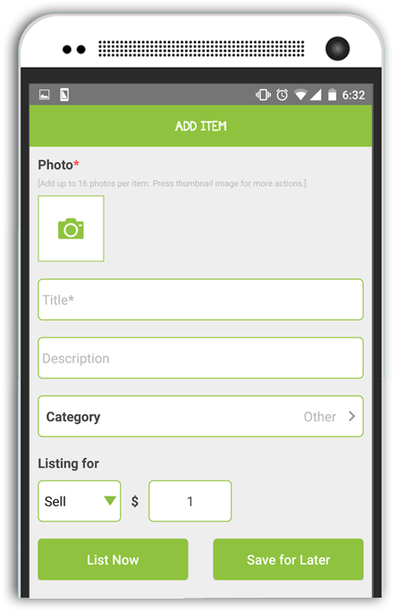 Take a picture and list item